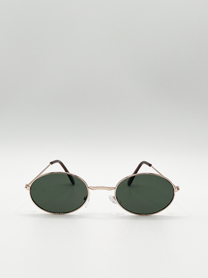 Retro Oval Shape Sunglasses in Gold