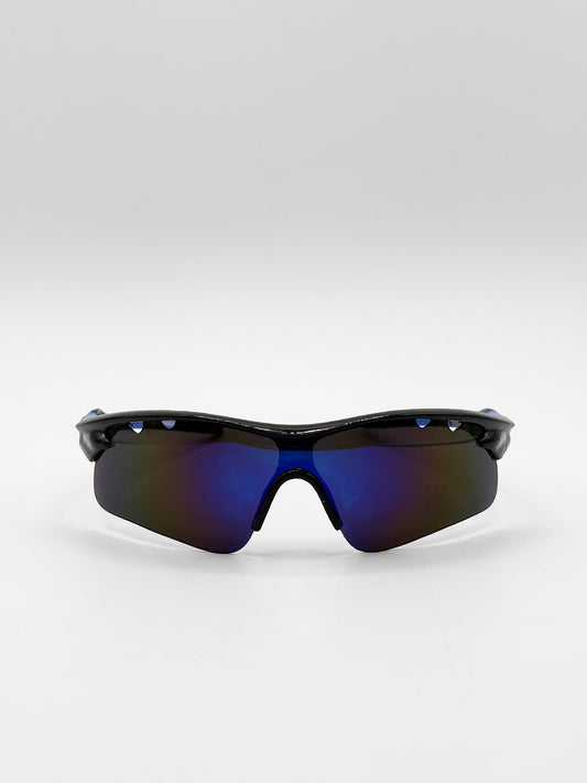 Outdoor Sport Racer Sunglasses in Multi Blue