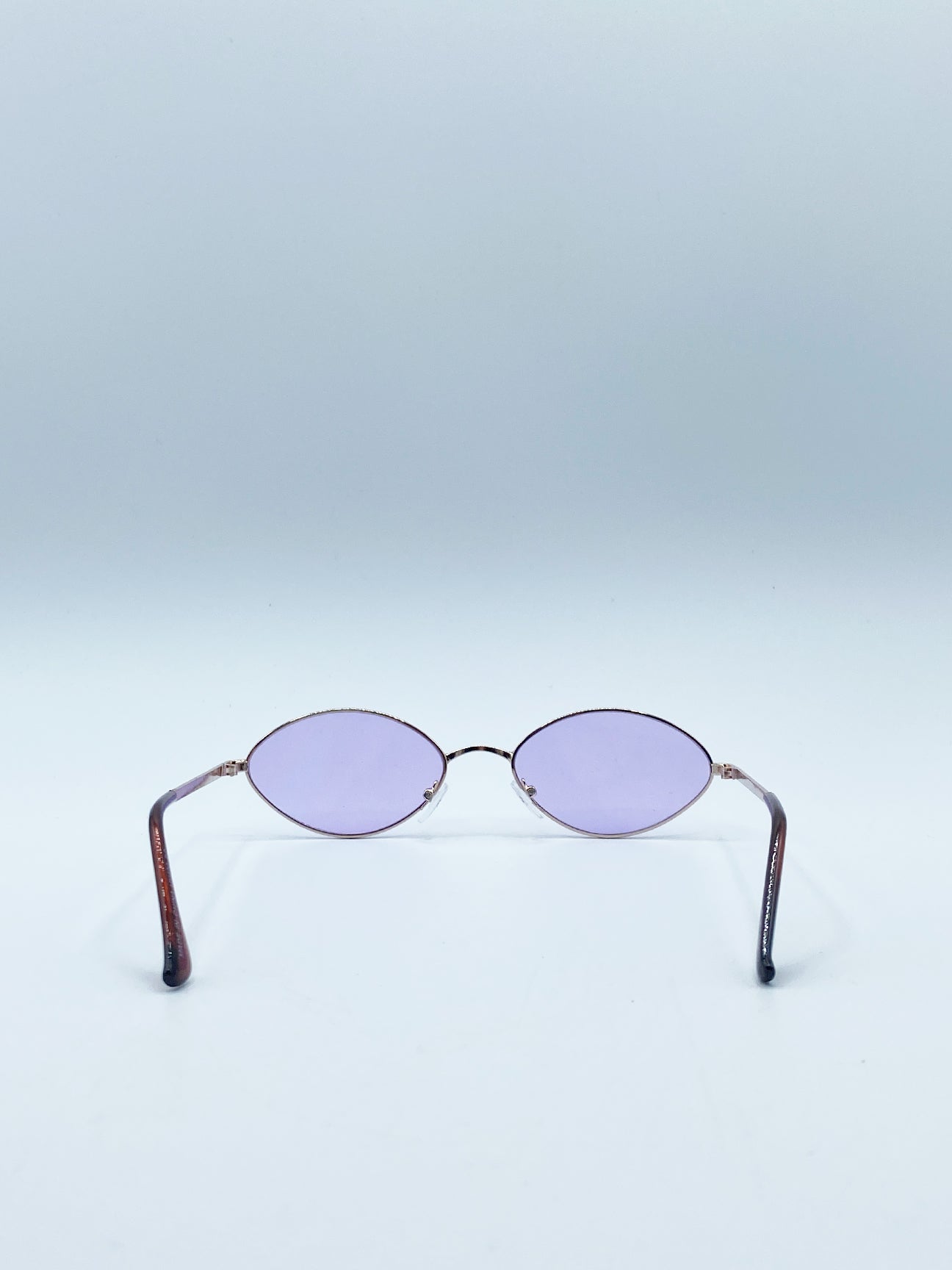 Metal Oval Frame Sunglasses with Lilac Lenses