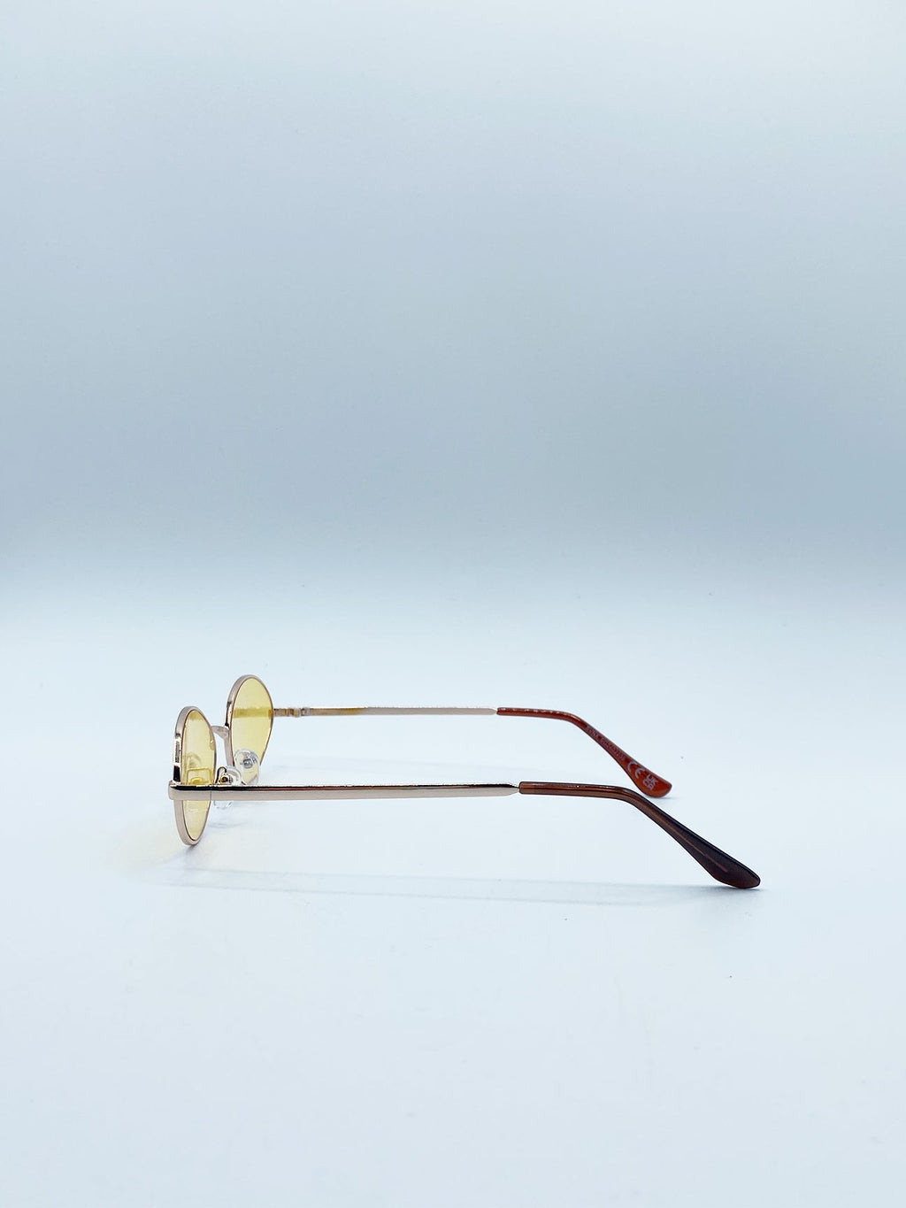 Metal Oval Frame Sunglasses with Orange Lenses