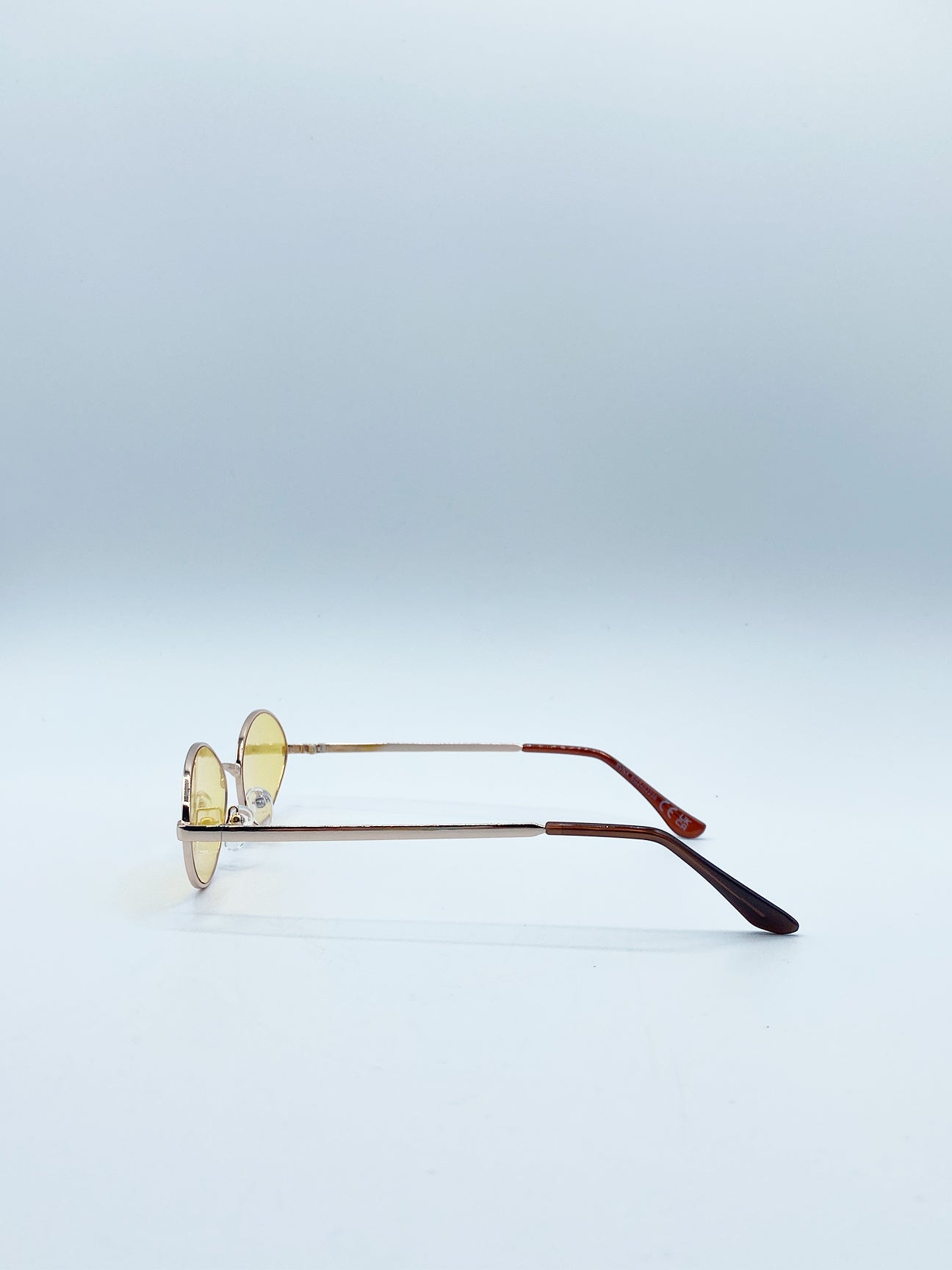 Metal Oval Frame Sunglasses with Orange Lenses