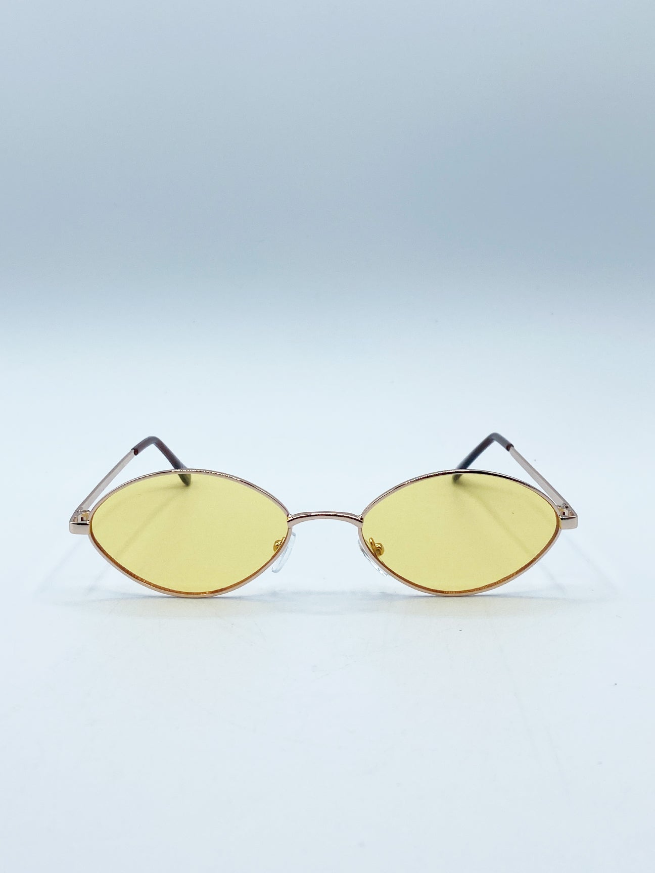 Metal Oval Frame Sunglasses with Orange Lenses