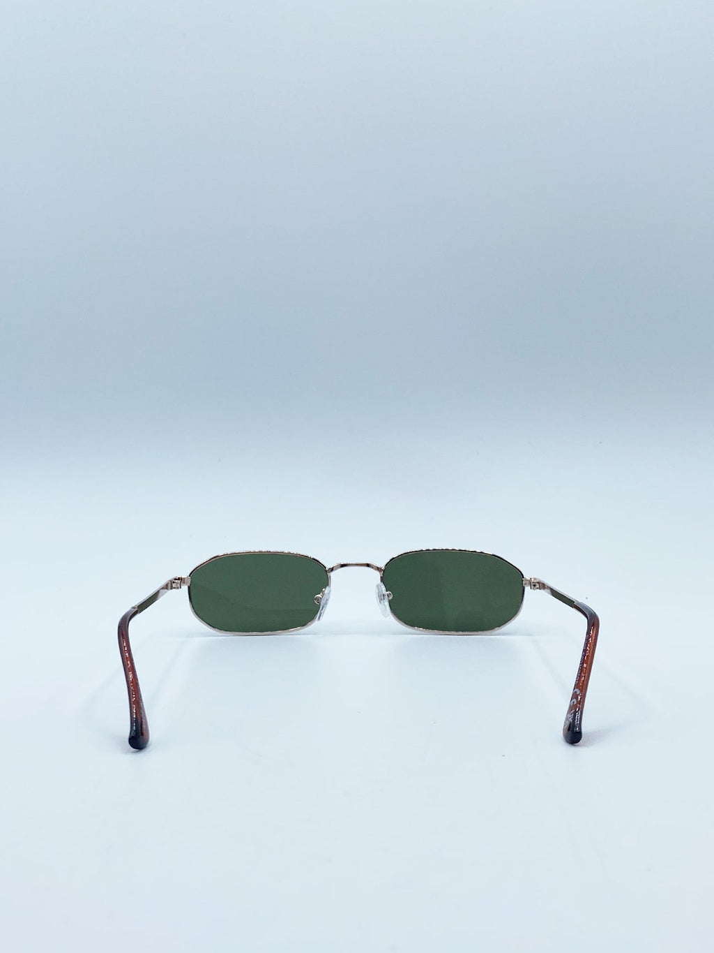 Oval Metal Frame Sunglasses In Silver Khaki