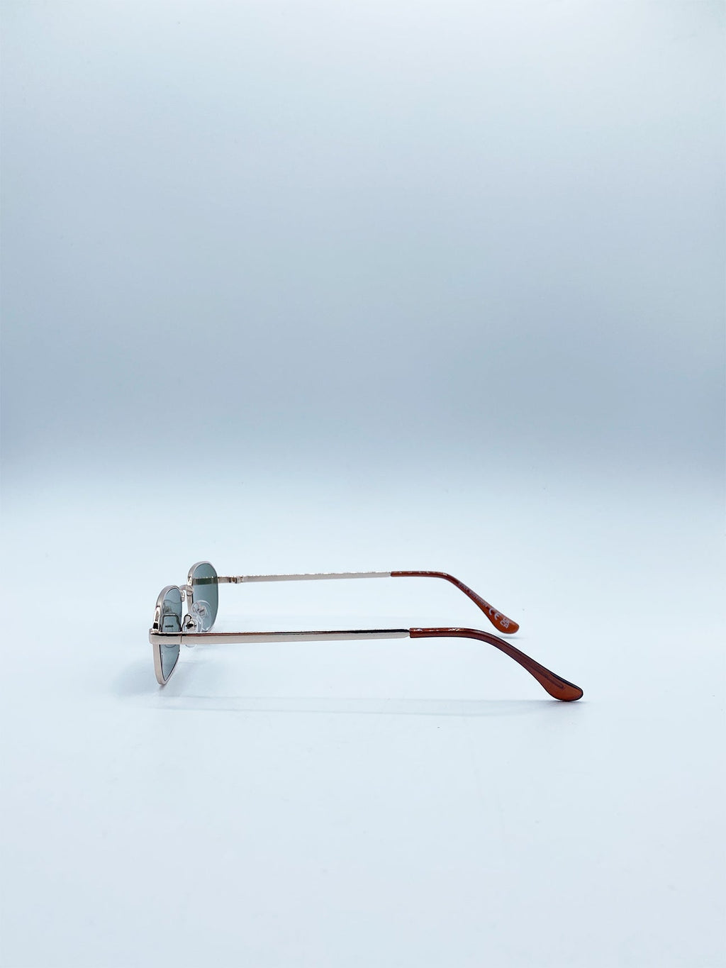 Oval Metal Frame Sunglasses In Silver Khaki