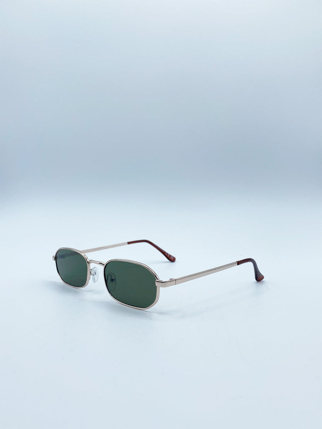 Oval Metal Frame Sunglasses In Silver Khaki