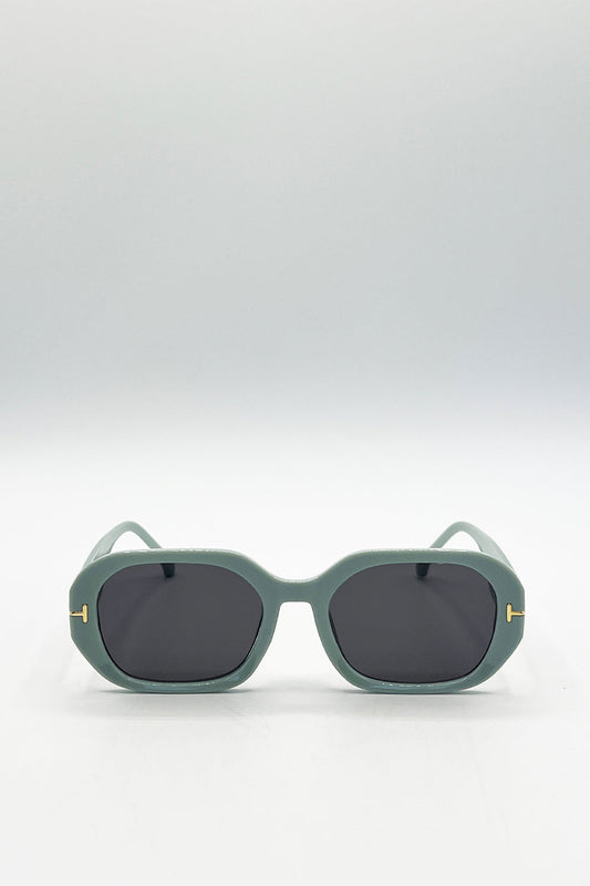 Oval Sunglasses with Wide Arm in Mint
