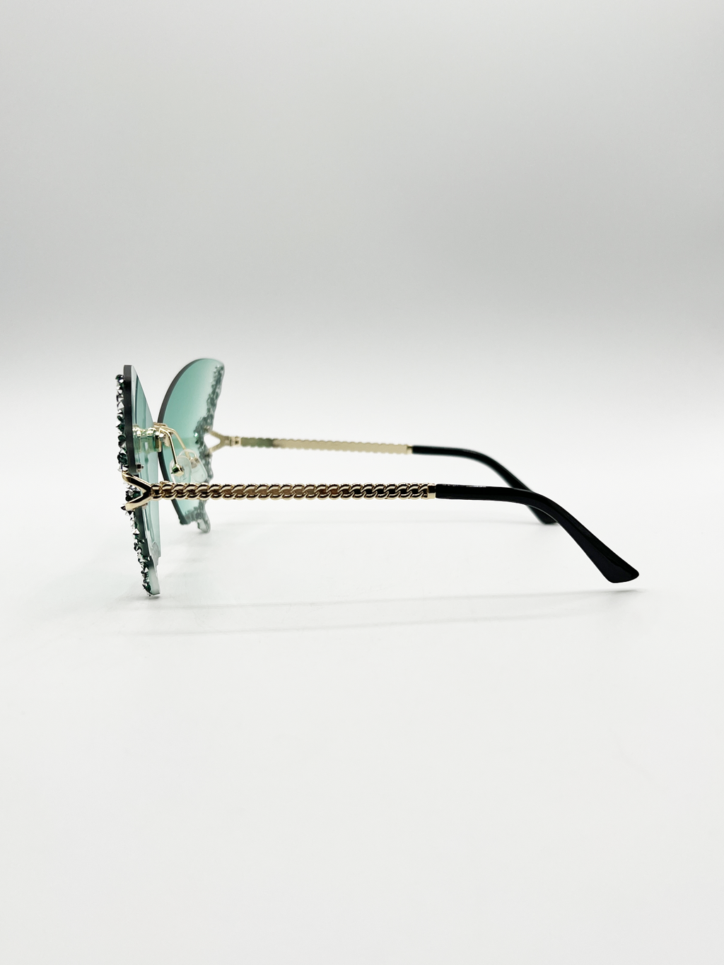 Butterfly Lens with Crystal Detail in Green