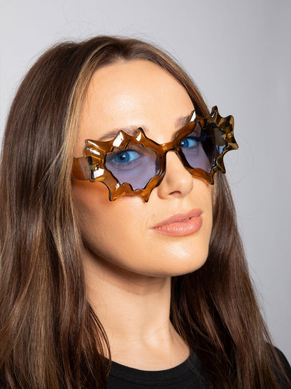 Y2K Irregular Novelty Sunglasses in Brown