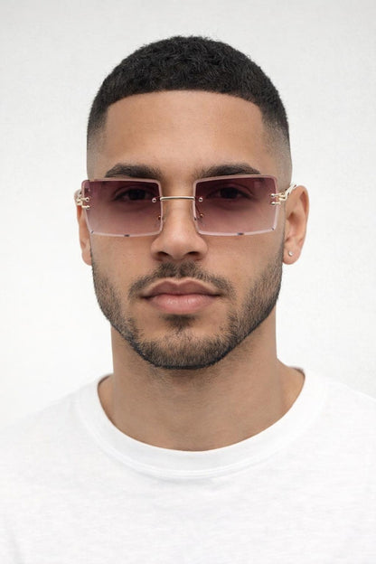 Frameless Square Sunglasses in Brown