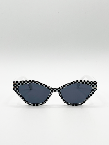 Angular Sunglasses in Black and White Check