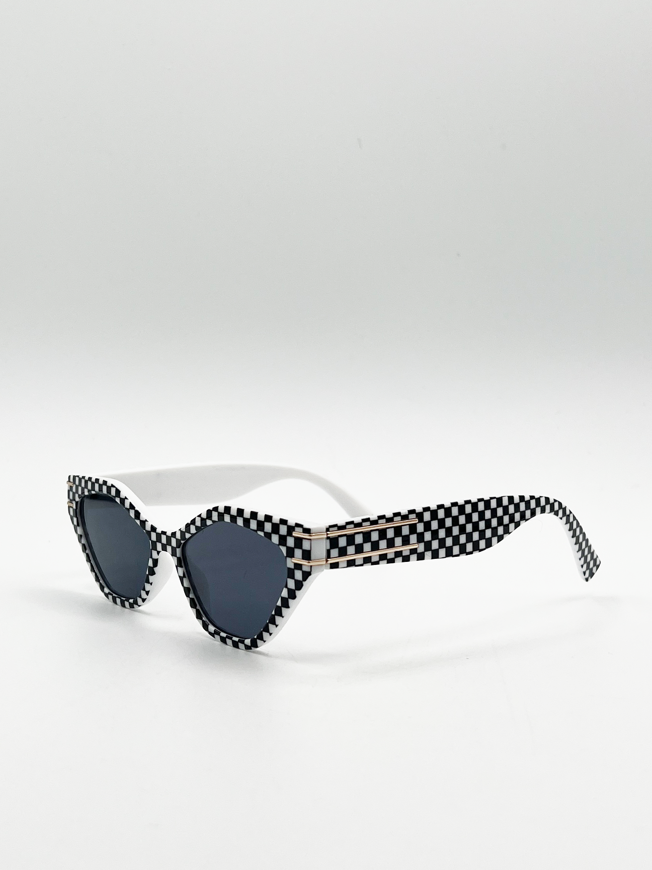 Angular Sunglasses in Black and White Check