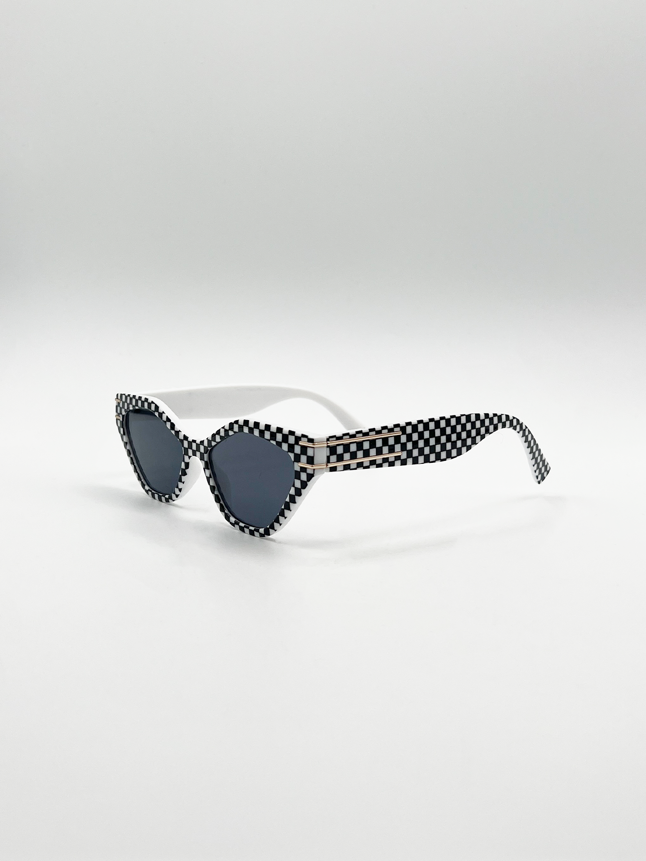 Angular Sunglasses in Black and White Check