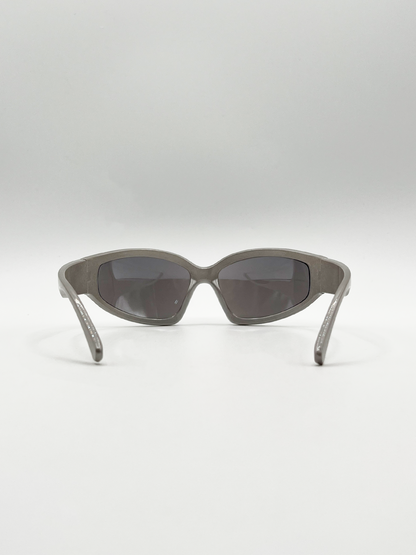 Silver Racer Wrap Sunglasses