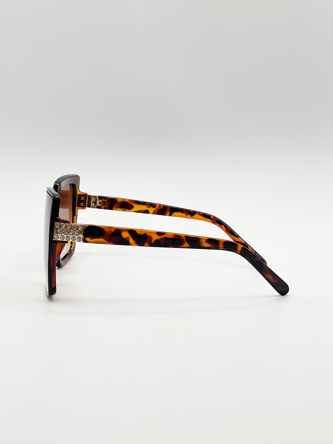 Oversize Cateye Sunglasses with Diamante Detail in Tortoise