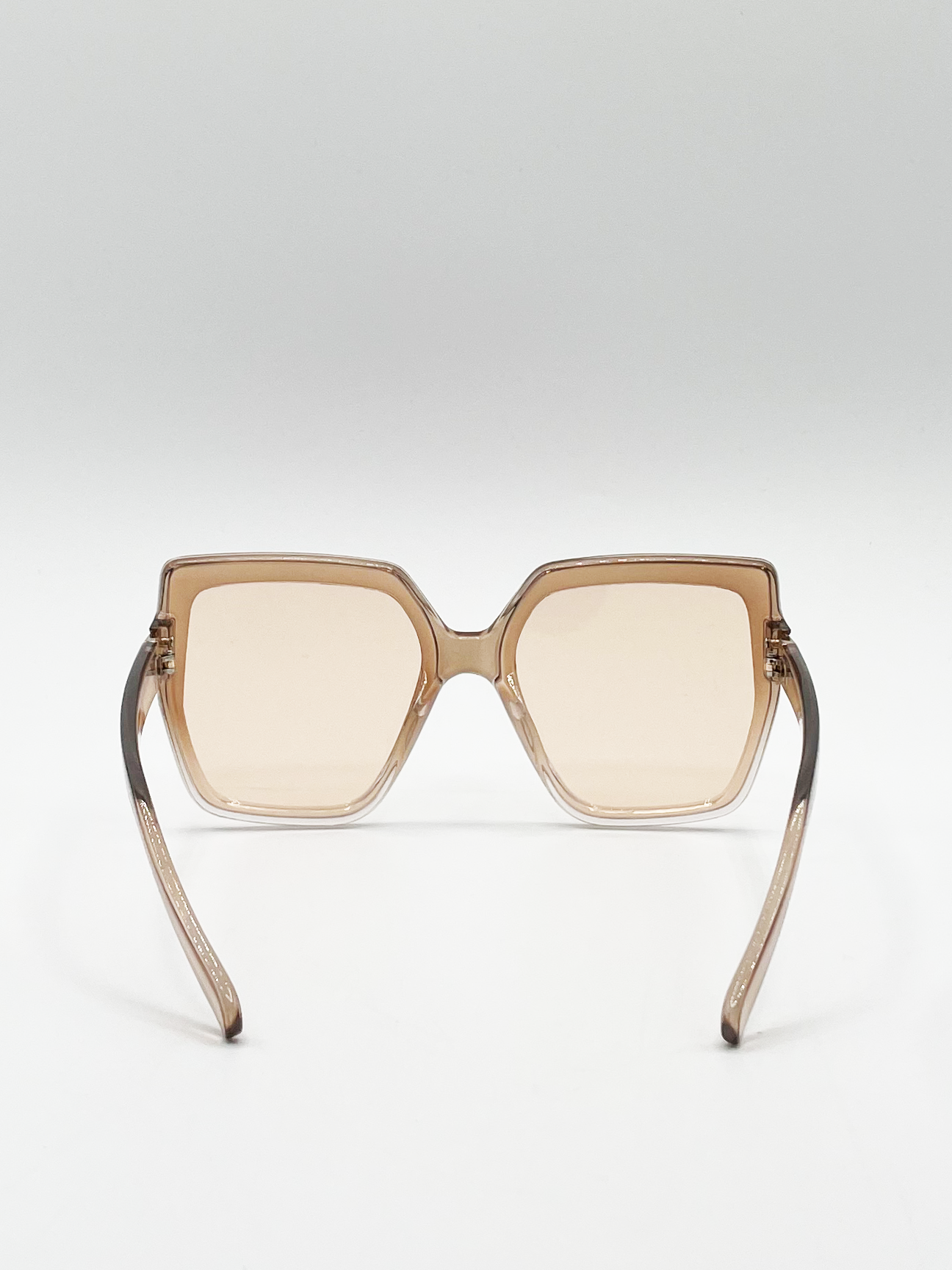 Oversize Cateye Sunglasses with Diamante Detail in Champagne
