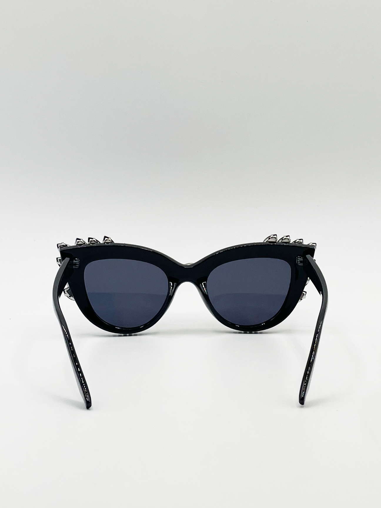 Cateye Sunglasses with Black and Silver crystals