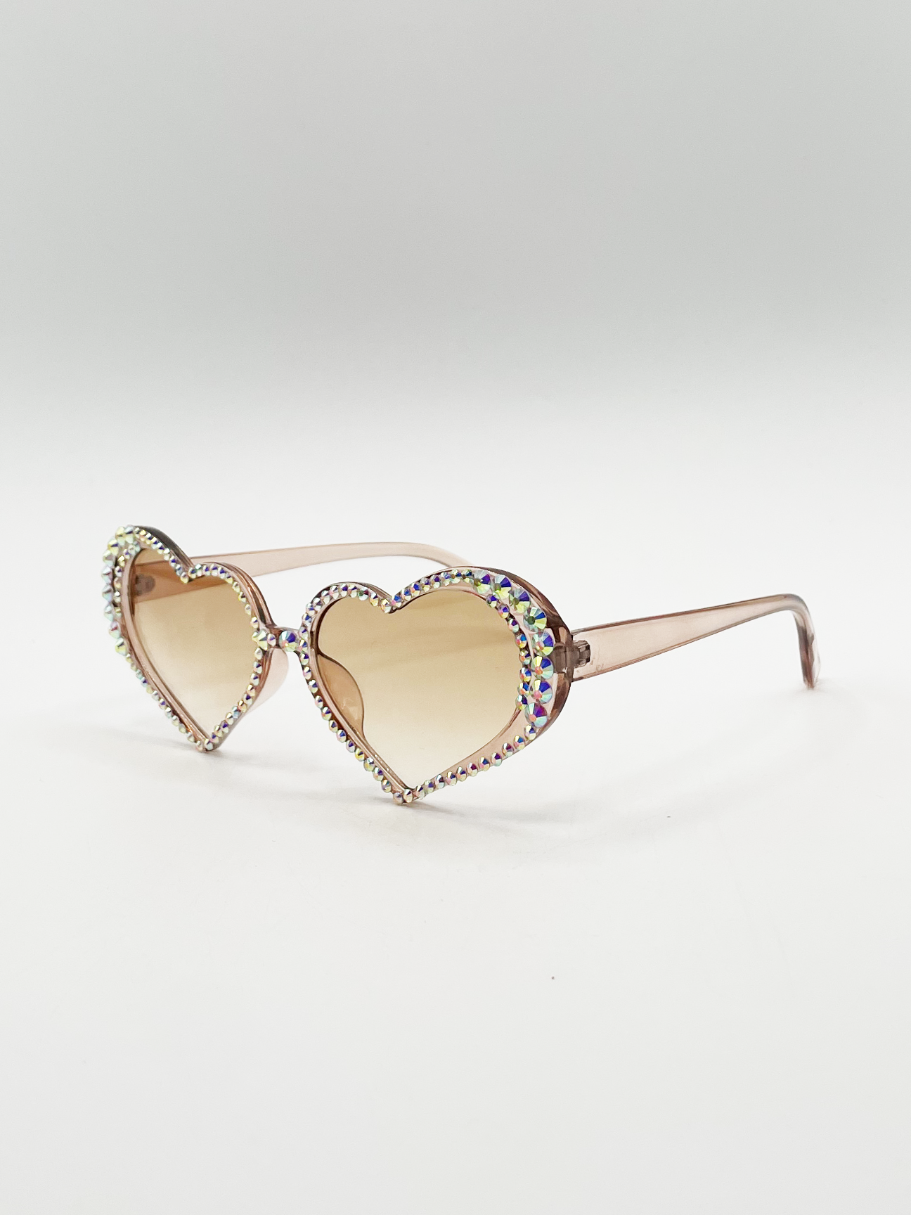 Heart Sunglasses with Gem Detail in Champagne
