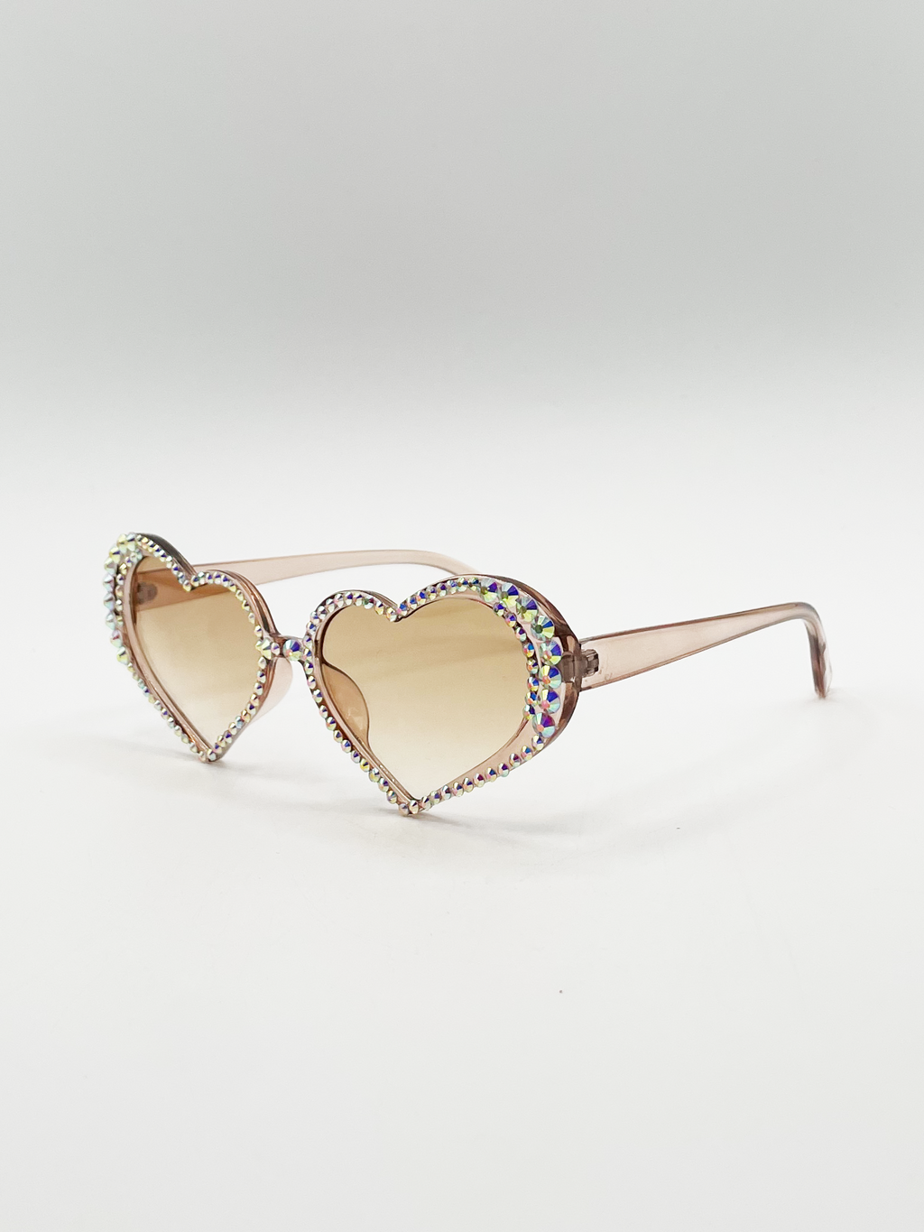 Heart Sunglasses with Gem Detail in Champagne