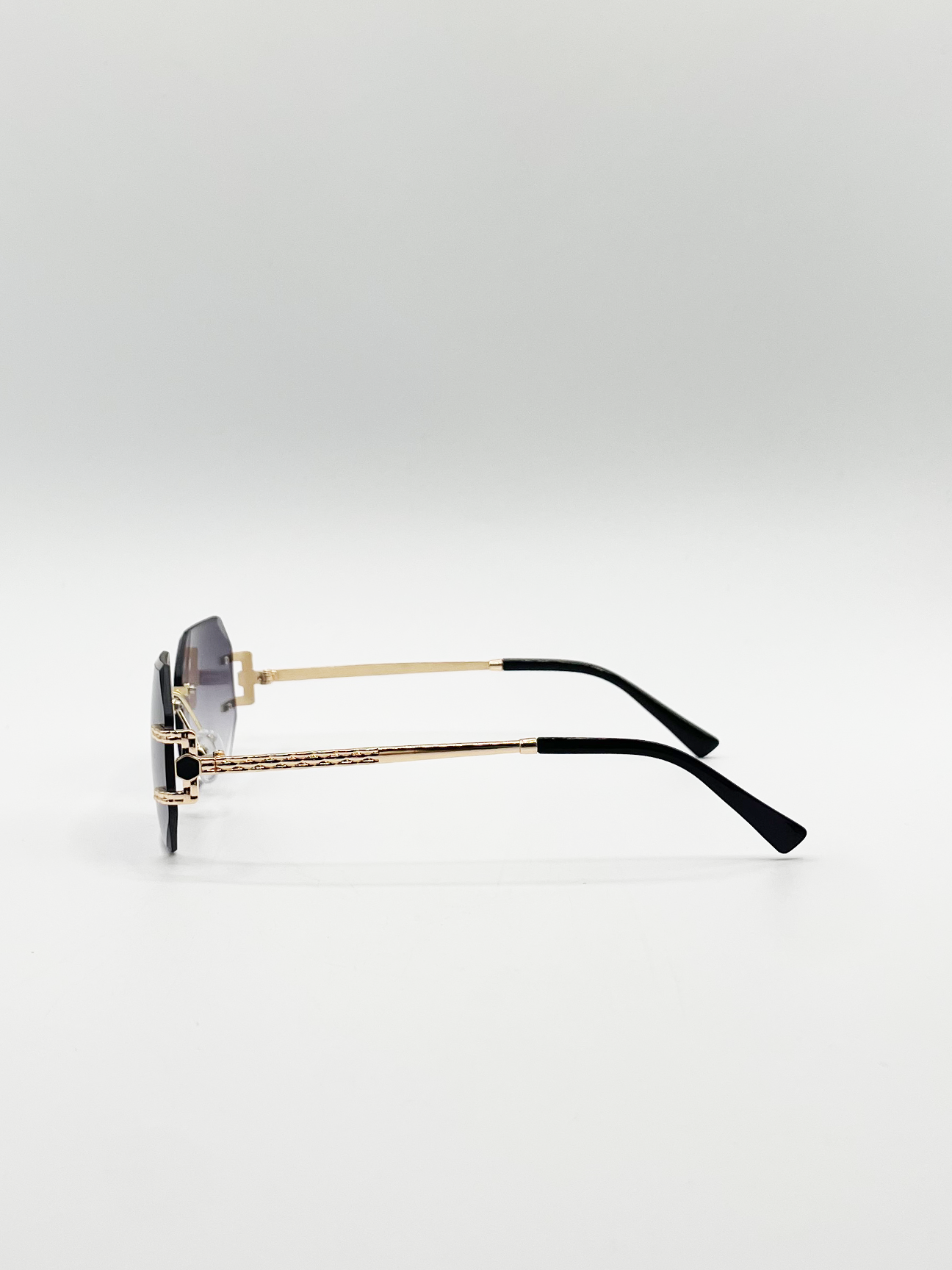 Frameless Octagon Lens with Metal arm in Black