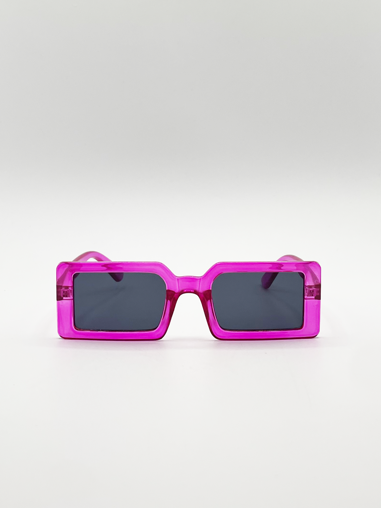 Square Frame Sunglasses in Hot Pink with Black Lens