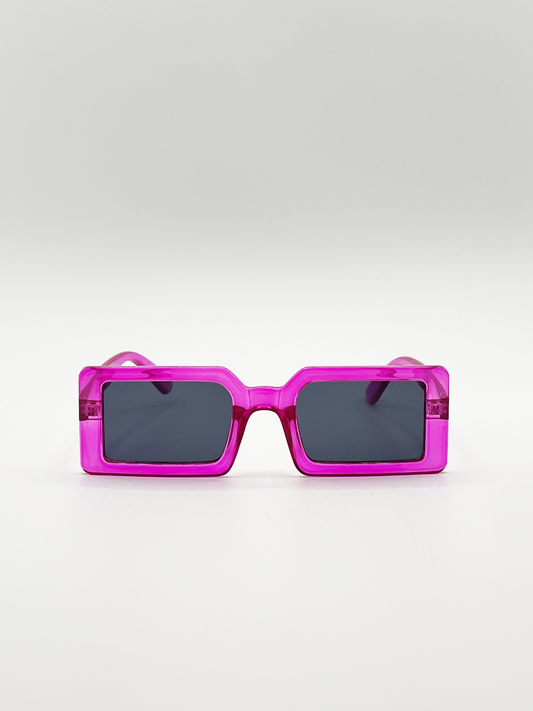 Square Frame Sunglasses in Hot Pink with Black Lens