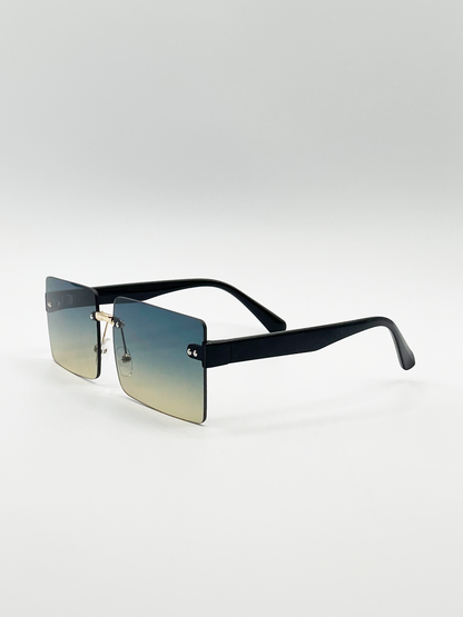 Square Frameless Sunglasses with Black Ombre Lens