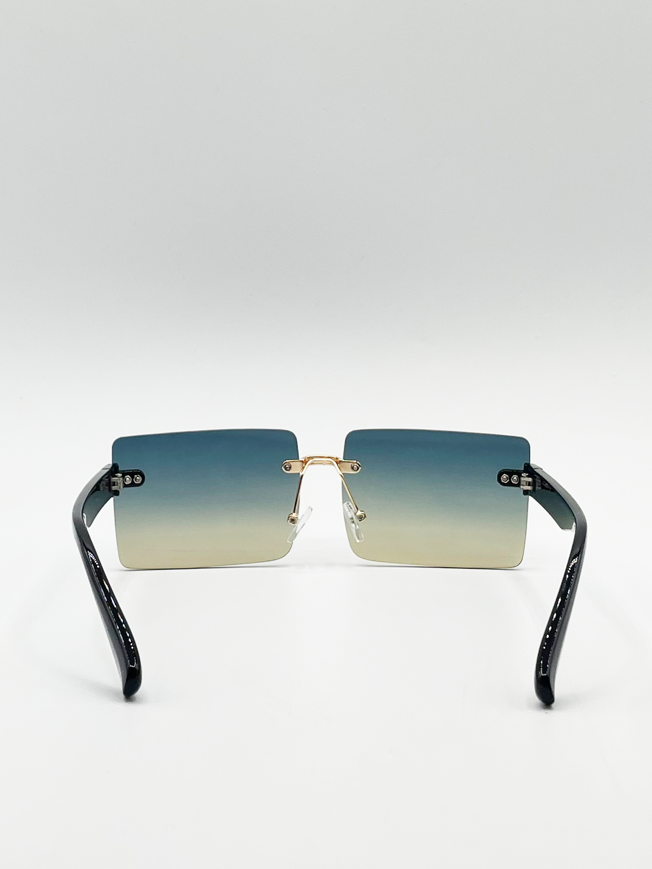 Square Frameless Sunglasses with Black Ombre Lens