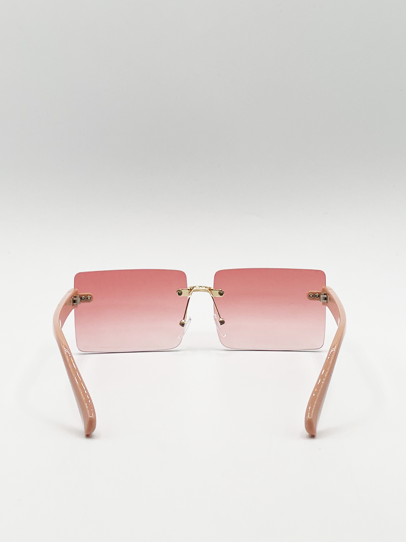 Square Frameless Sunglasses with Pink and Yelllow Ombre Lens