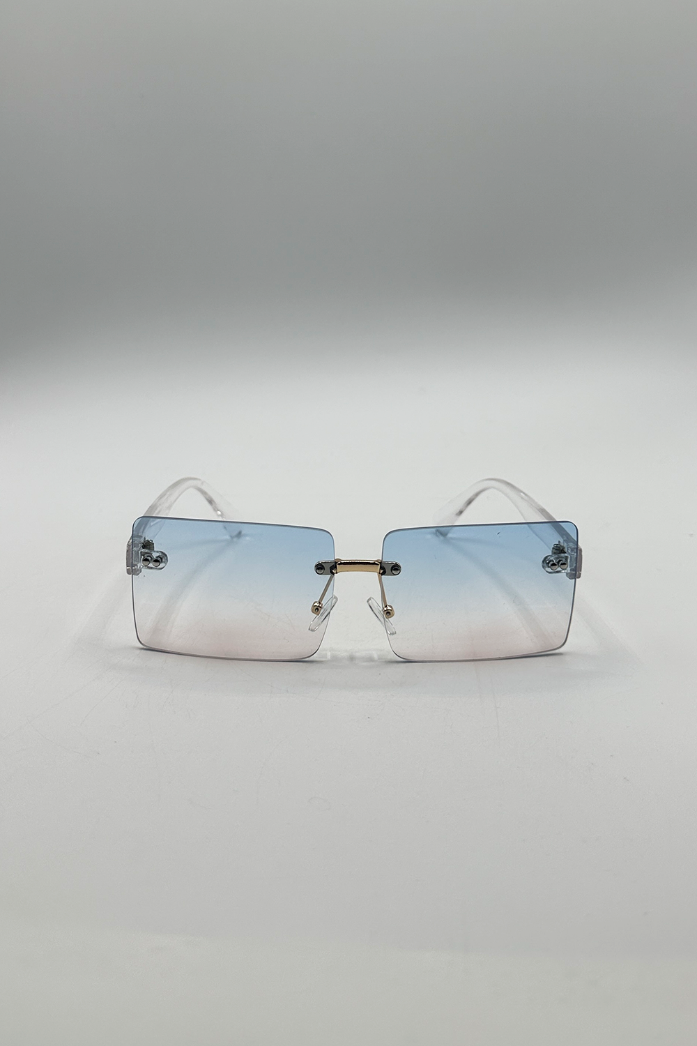 Square Rimless Sunglasses with Blue Ombre Lens