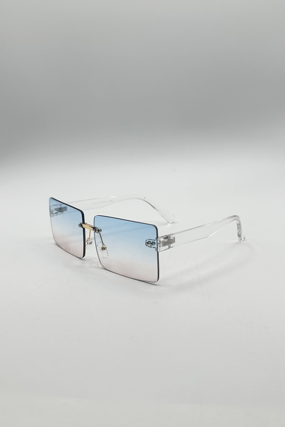 Square Rimless Sunglasses with Blue Ombre Lens