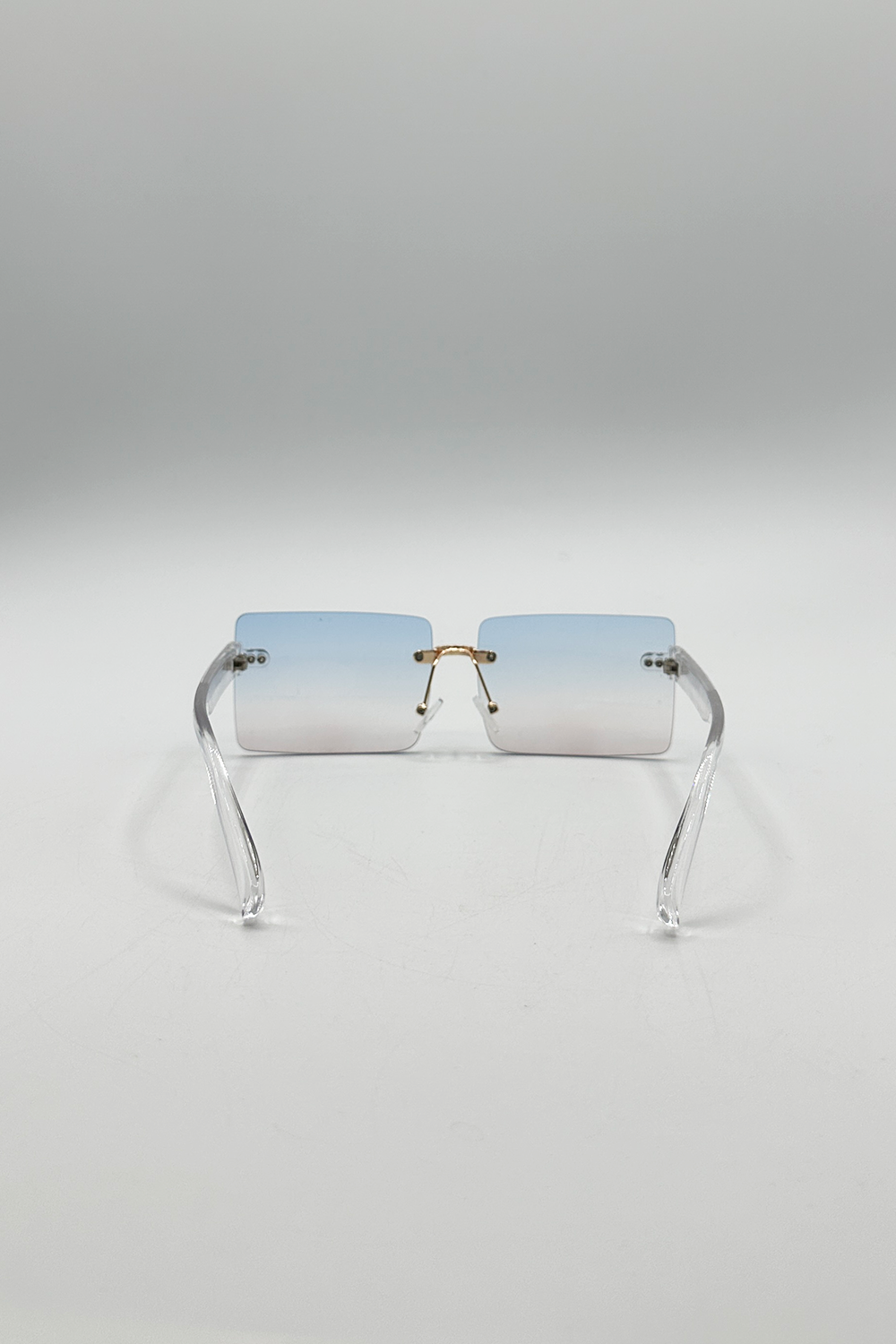 Square Rimless Sunglasses with Blue Ombre Lens