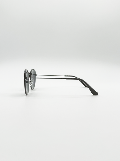 Hexagon Round Aviator Sunglasses in Black