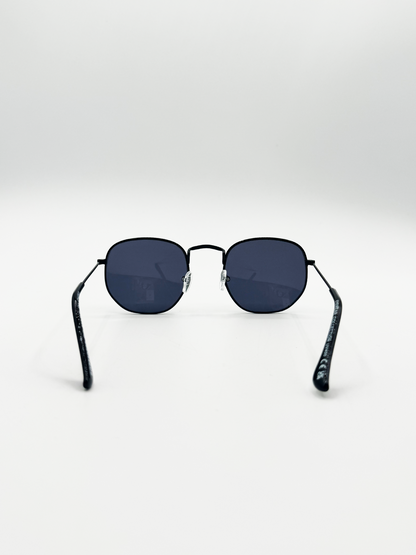 Hexagon Round Aviator Sunglasses in Black