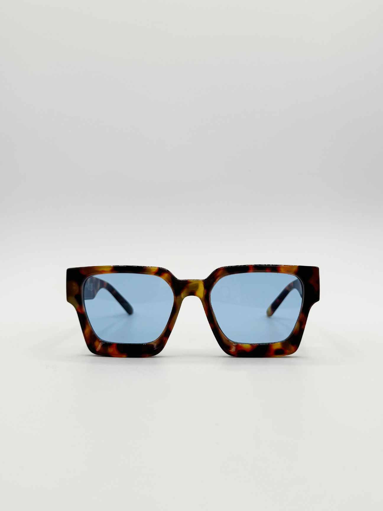 Chunky Shape_Oversize square Sunglasses in Tortoiseshell with Blue Lenses
