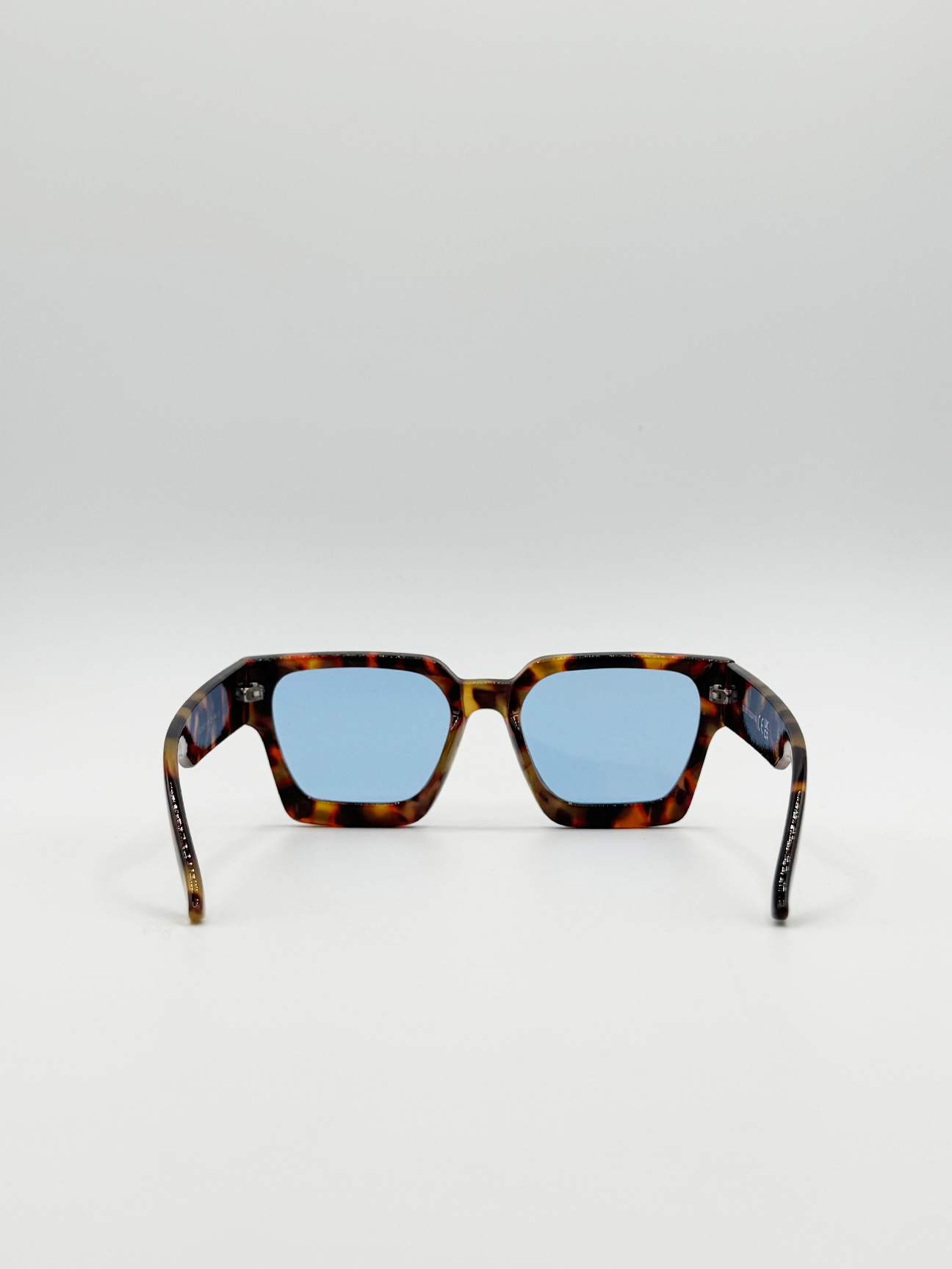 Chunky Shape_Oversize square Sunglasses in Tortoiseshell with Blue Lenses