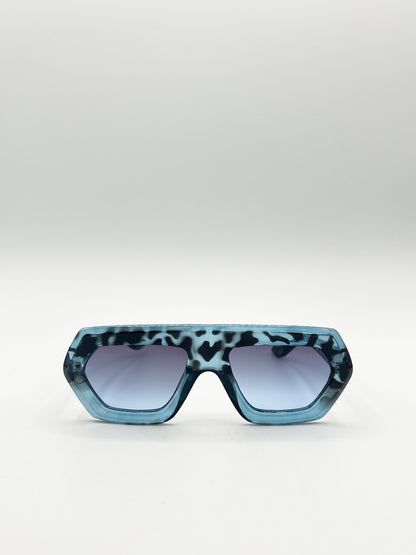 Cross-Border Flat Sunglasses in Blue Leopard