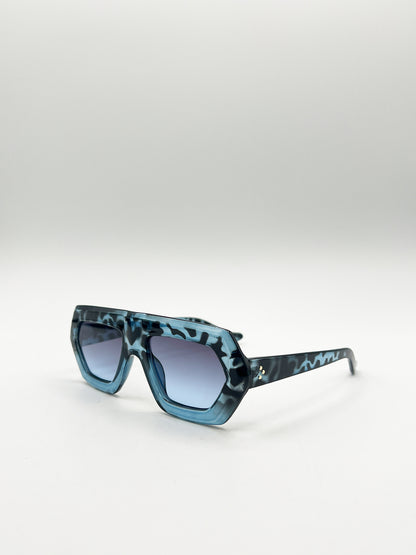 Cross-Border Flat Sunglasses in Blue Leopard