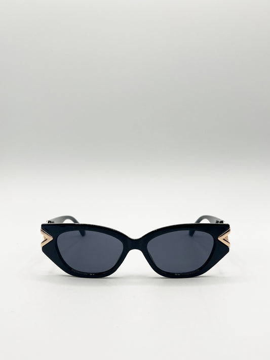 Cat-Eye Diamond Infinity Sunglasses in Black