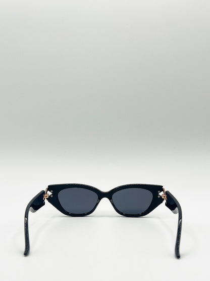 Cat-Eye Diamond Infinity Sunglasses in Black