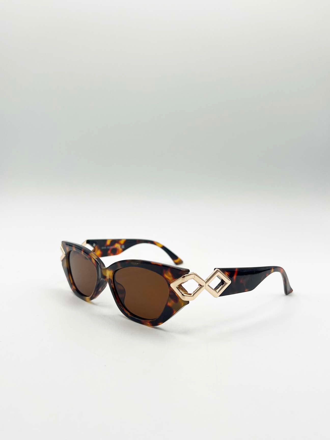 Cat-Eye Diamond Infinity Sunglasses in Tortoiseshell