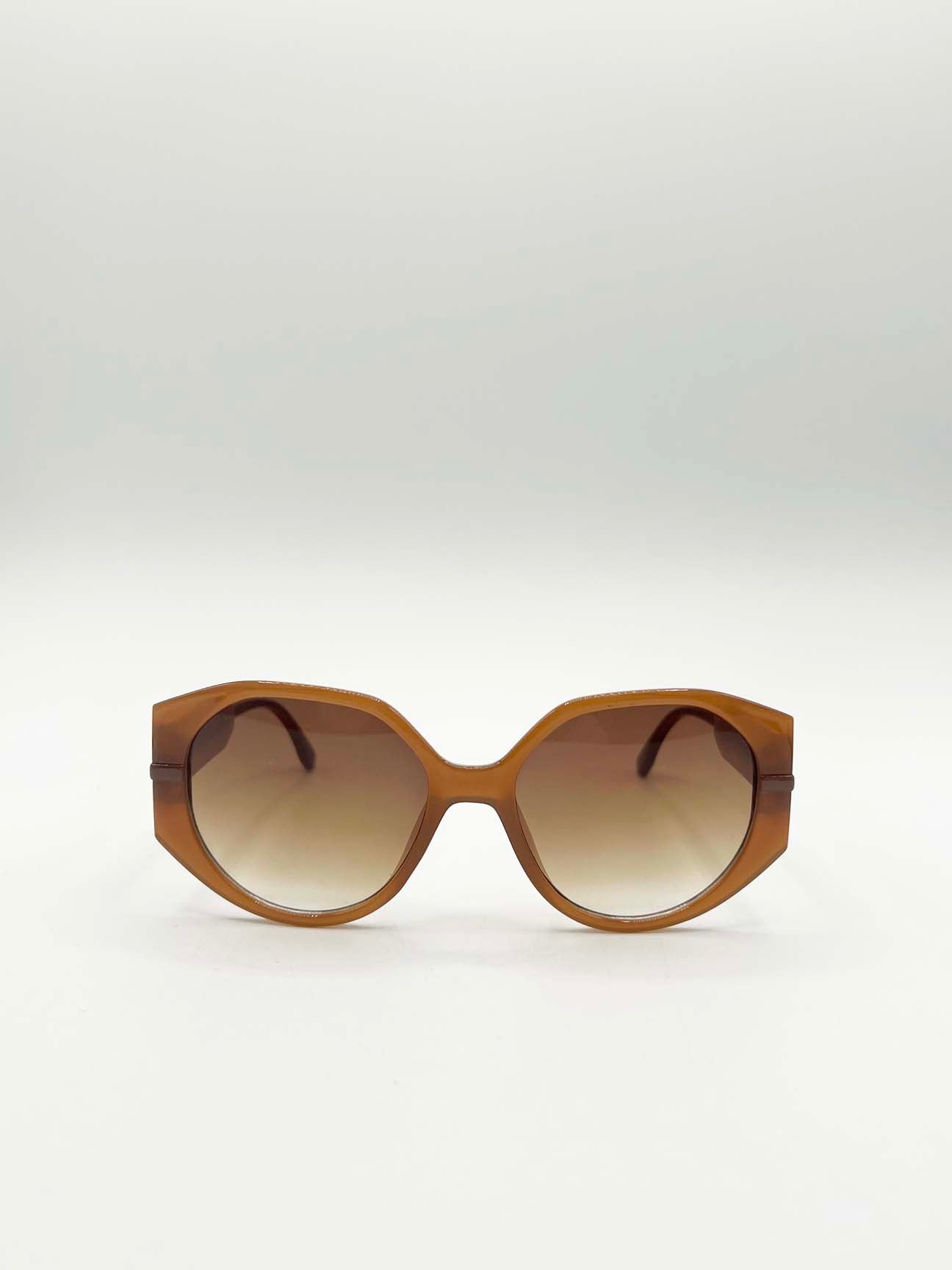 Round Circle Sunglasses in Brown