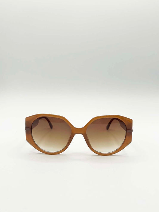 Round Circle Sunglasses in Brown