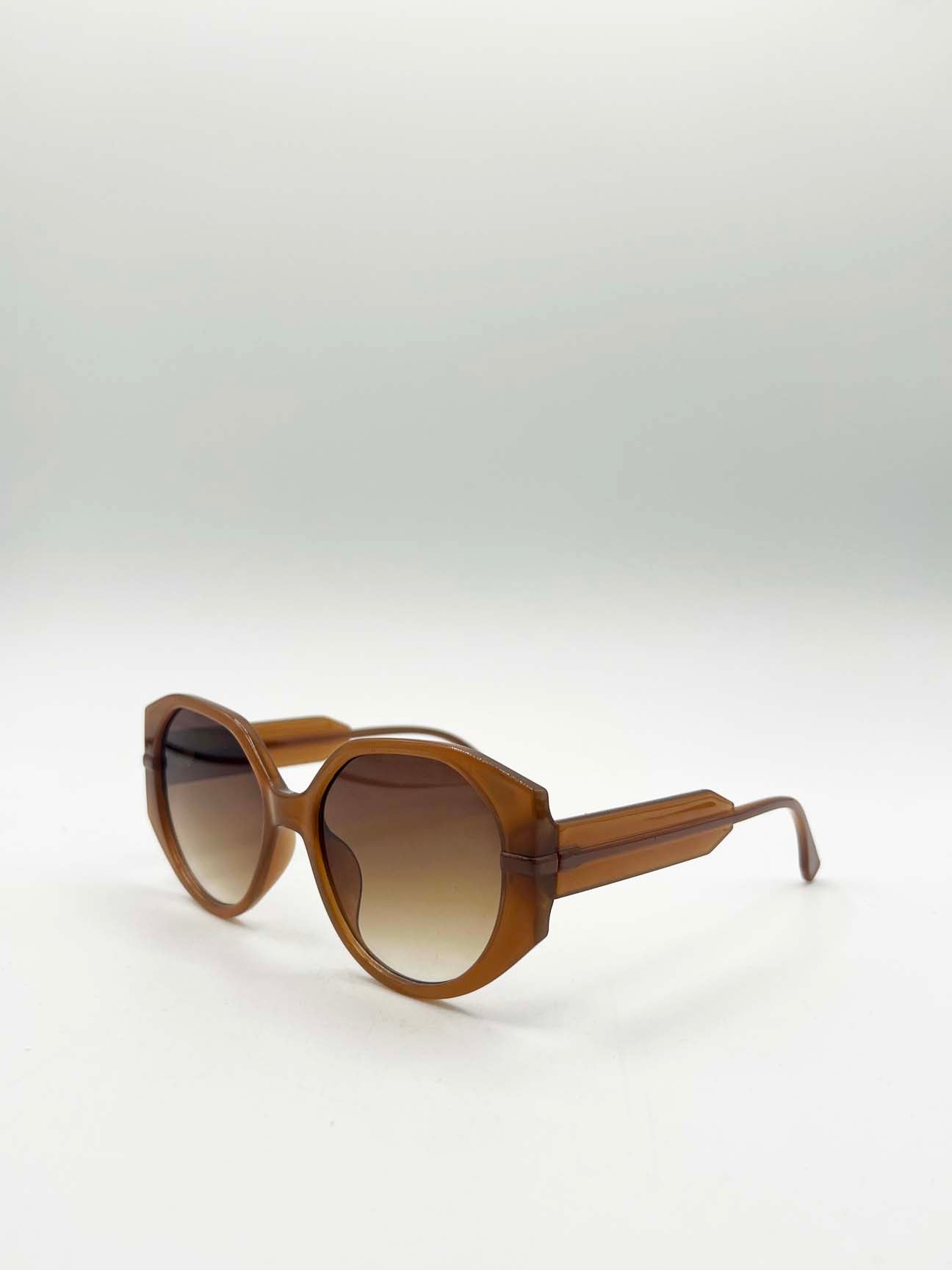 Round Circle Sunglasses in Brown