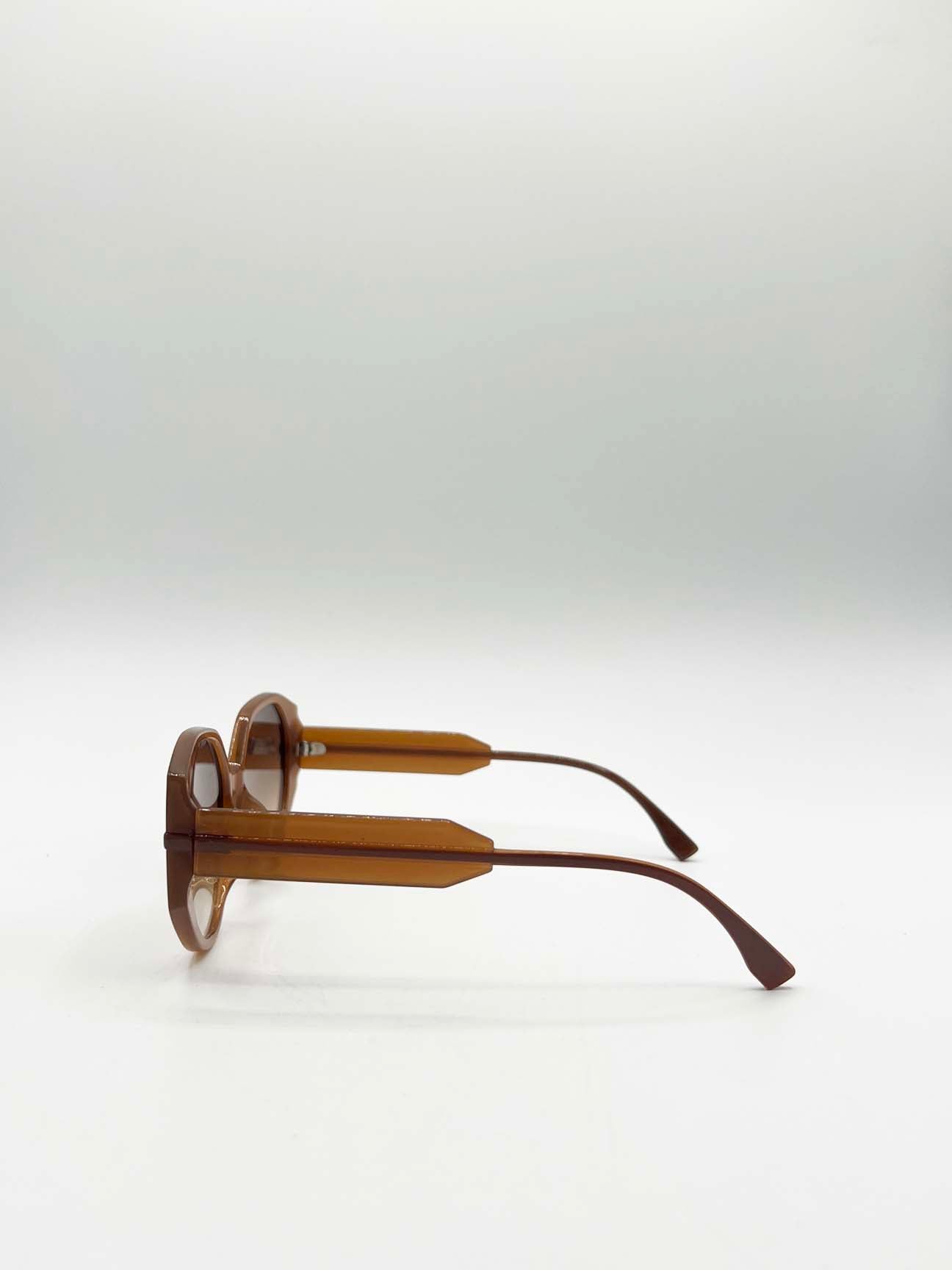 Round Circle Sunglasses in Brown