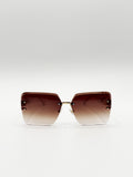 Rimless Shape_Oversized Square Sunglassses in White Gold
