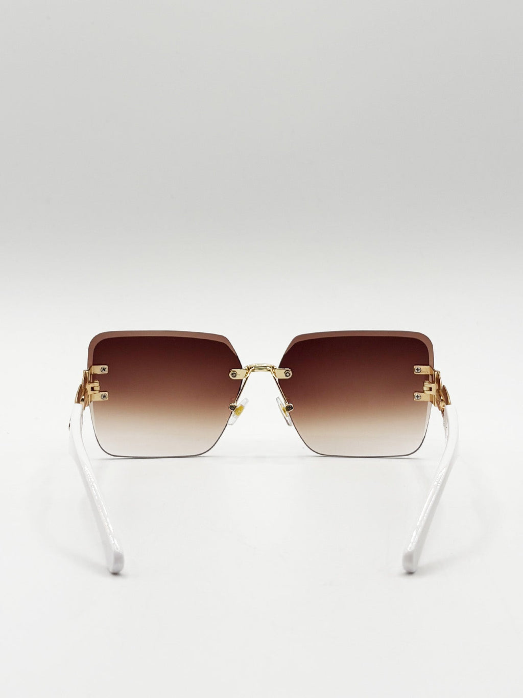 Rimless Shape_Oversized Square Sunglassses in White Gold