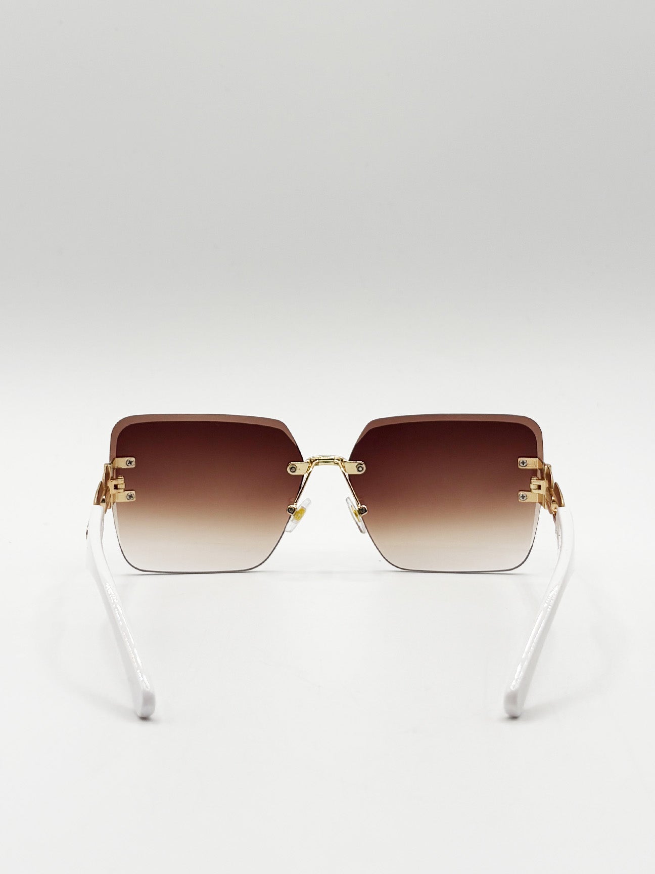 Rimless Shape_Oversized Square Sunglassses in White Gold