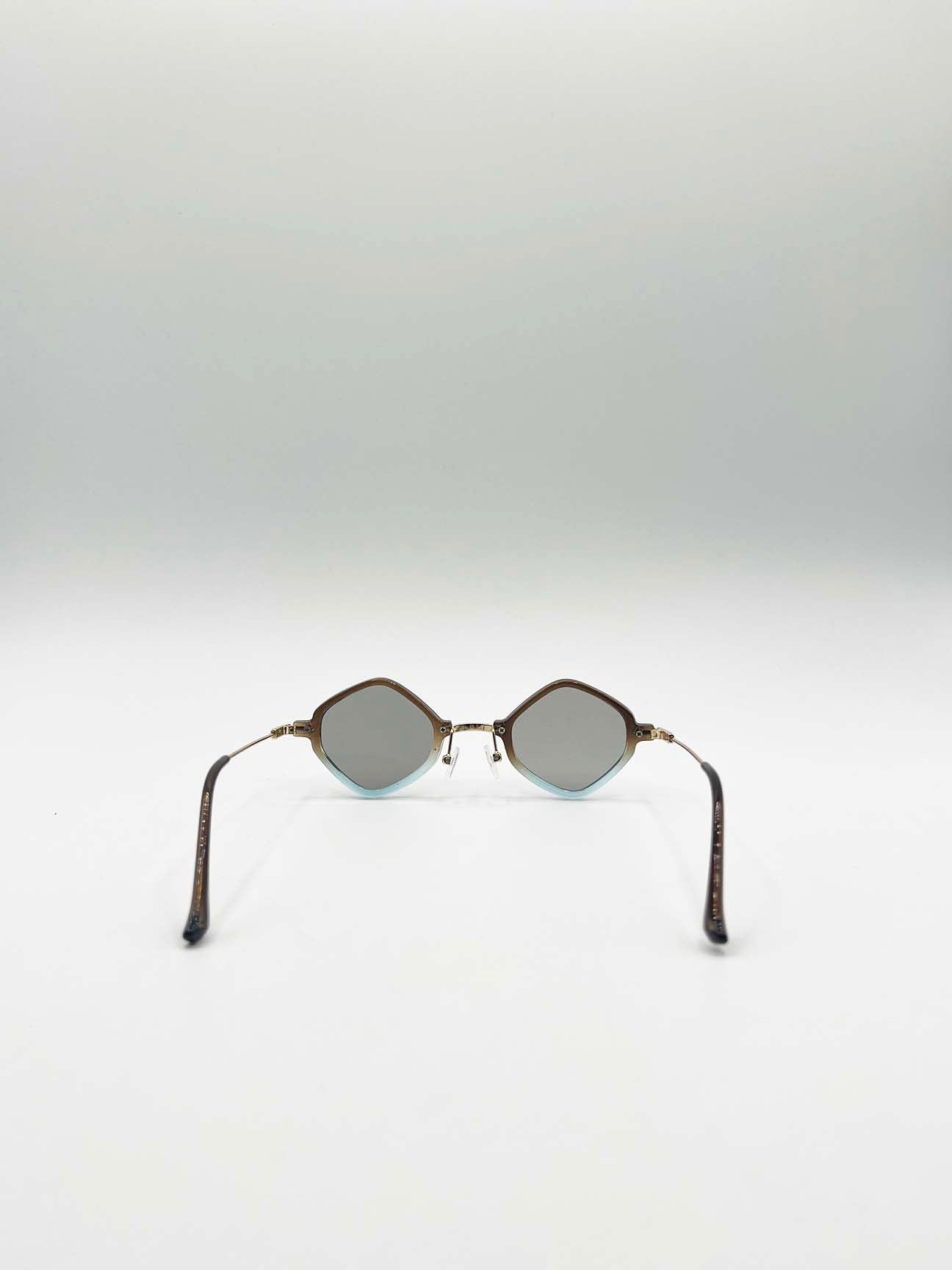 Diamond Shape Sunglasses in Brown Blue