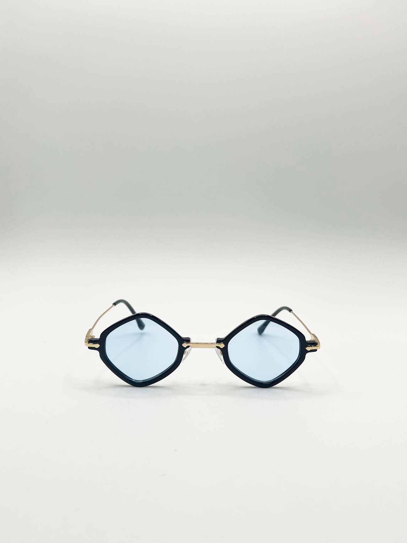 Diamond Shape Sunglasses in Black Blue