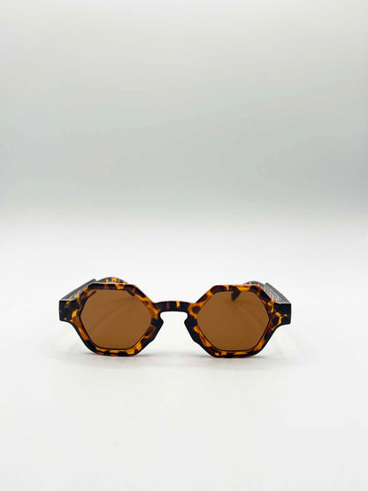 Round Hexagon Sunglasses in Tortoise/Brown